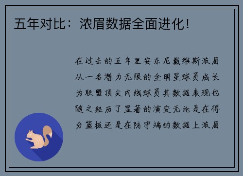 五年对比：浓眉数据全面进化！