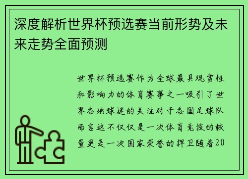 深度解析世界杯预选赛当前形势及未来走势全面预测